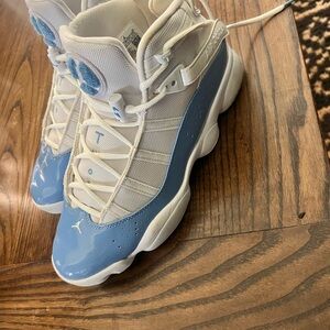Jordan Blue and White Athletic Shoes